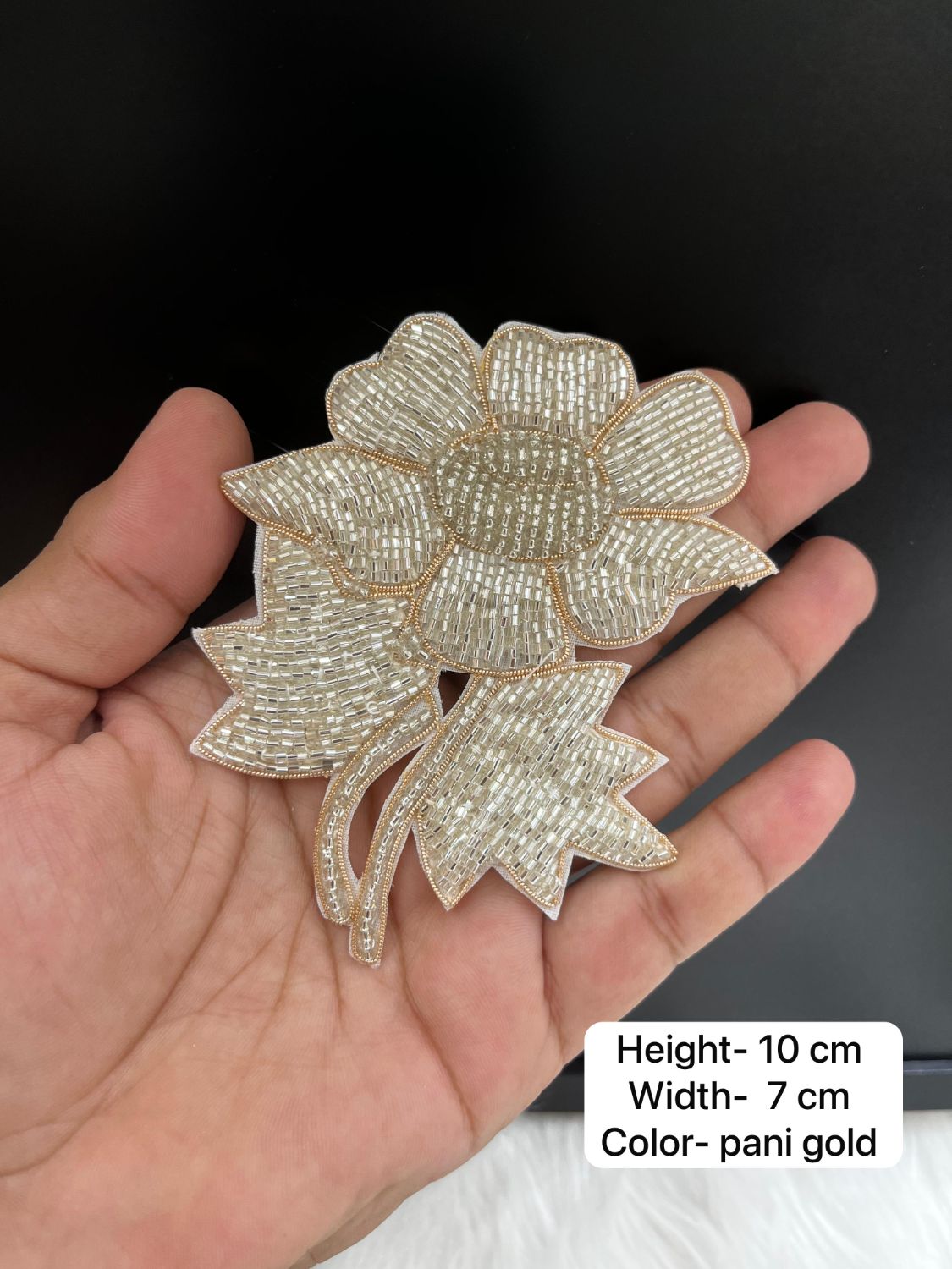 Cutdana Work Handcrafted Flower Patch – Designer Embroidered Patch for Sarees, Blouses & Ethnic Wear