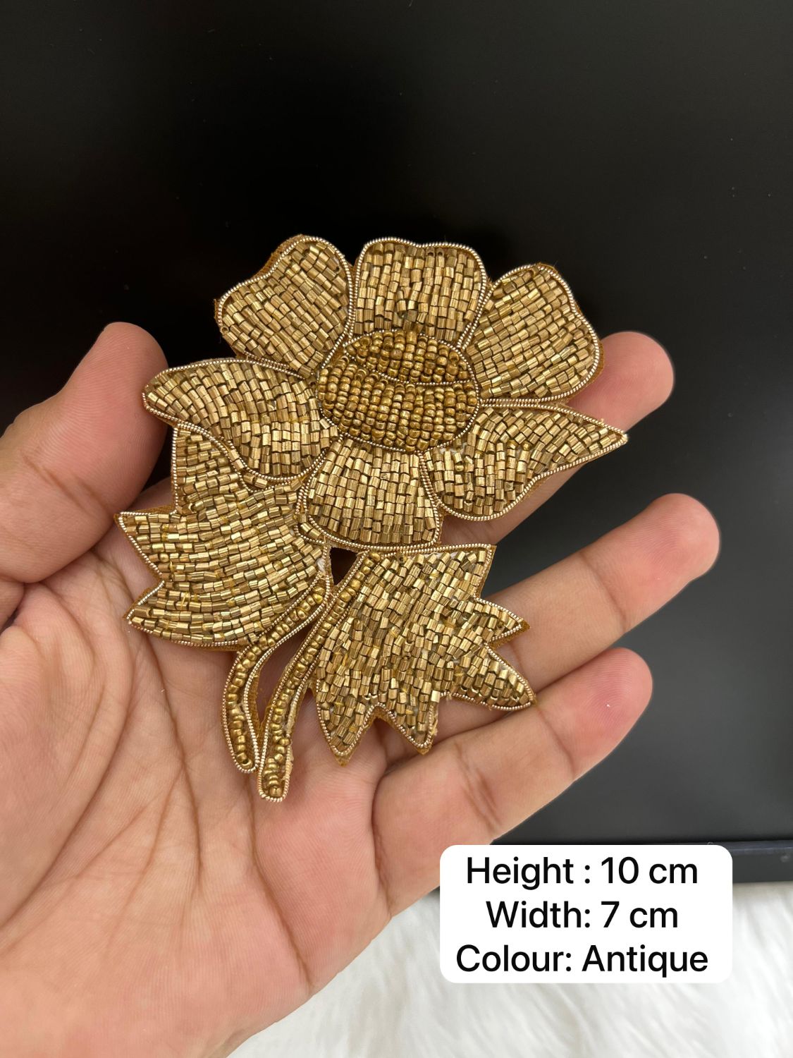 Cutdana Work Handcrafted Flower Patch – Elegant Embroidered Patch for Sarees, Lehengas & Blouses