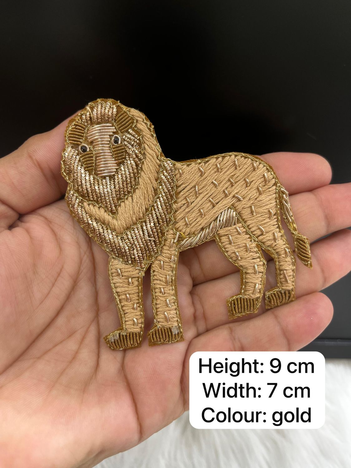 Zardozi Handmade Lion Face Patch – Designer Embroidered Patch for Jackets, Sarees & Ethnic Wear