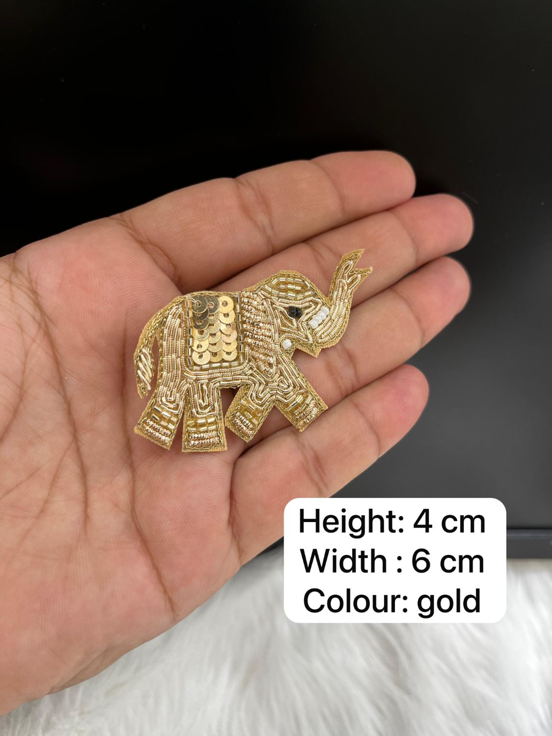 Beautiful Zardozi Handmade Elephant Design Patch – Premium Embroidered Patch for Sarees, Lehengas & Ethnic Wear