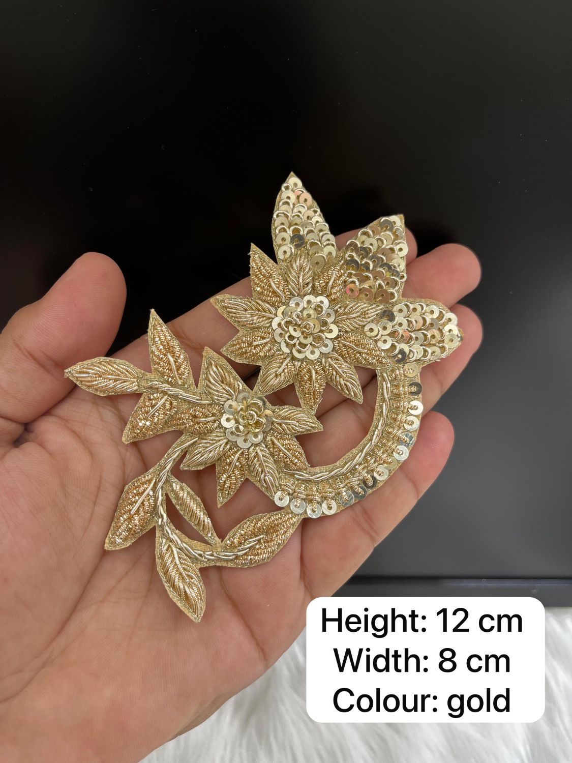 Zardozi Handmade Flower Patch | Decorative Embroidered Patches | Applique for Sarees, Dupattas & Ethnic Wear