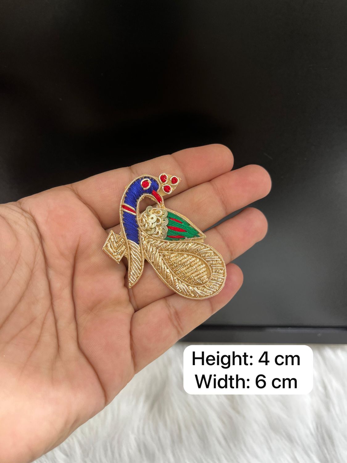 Zardozi Handmade Peacock Patch | Decorative Embroidered Patches | Applique for Sarees, Lehengas & Ethnic Wear
