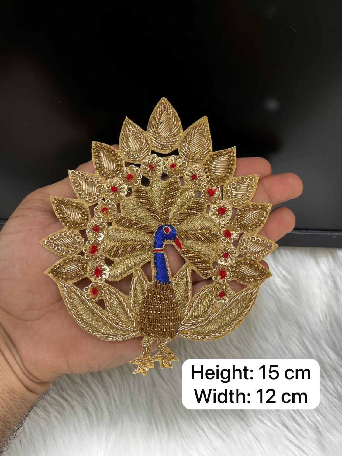 Zardozi Work Handmade Peacock Patch for Blouse | Decorative Embroidered Patches | Applique for Sarees & Ethnic Wear