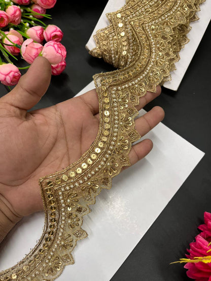 Designer Zardosi Lace (9 Meter) – Handcrafted Embroidered Border for Sarees, Lehengas & Dupattas (2.5 Inch Width)