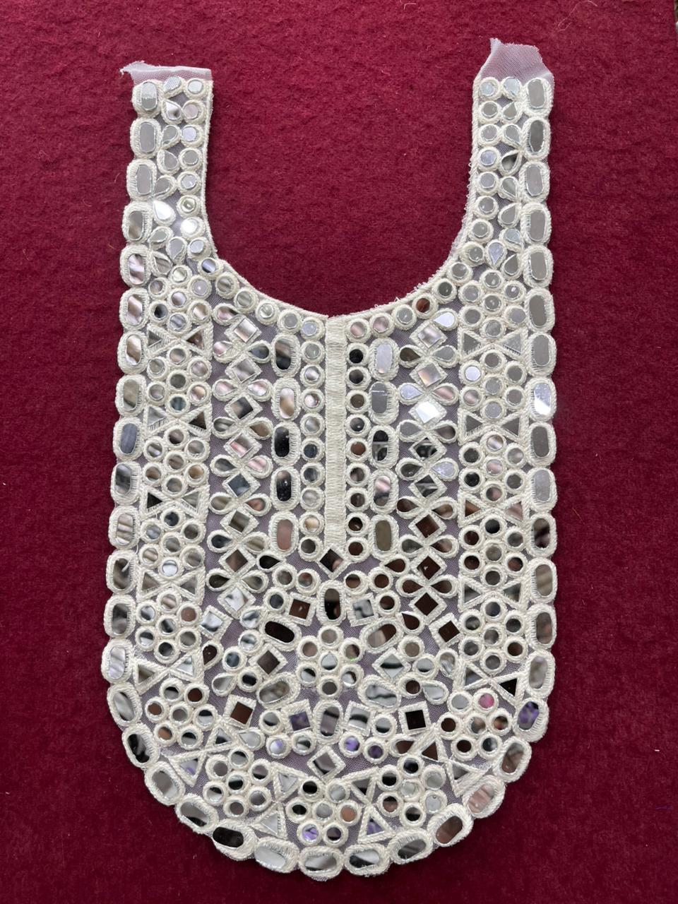 Mirror Work Neck Patch – Designer Embroidered Neck Yoke for Kurtis, Saree Blouses & Ethnic Wear