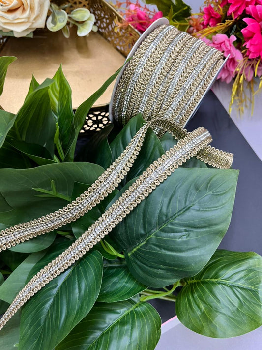 Luxurious Diamond Lace – Handmade Sparkling Diamond Work Border for Sarees, Dupattas, Blouses & Lehengas (9 Meter, 0.5 Inch Width)