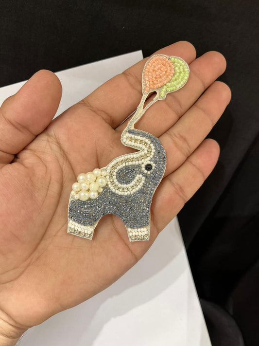 Beautiful Elephant Patch – Premium Embroidered Motif for Sarees, Blouses, Bags, Kurtas, Kidswear & Craft Projects