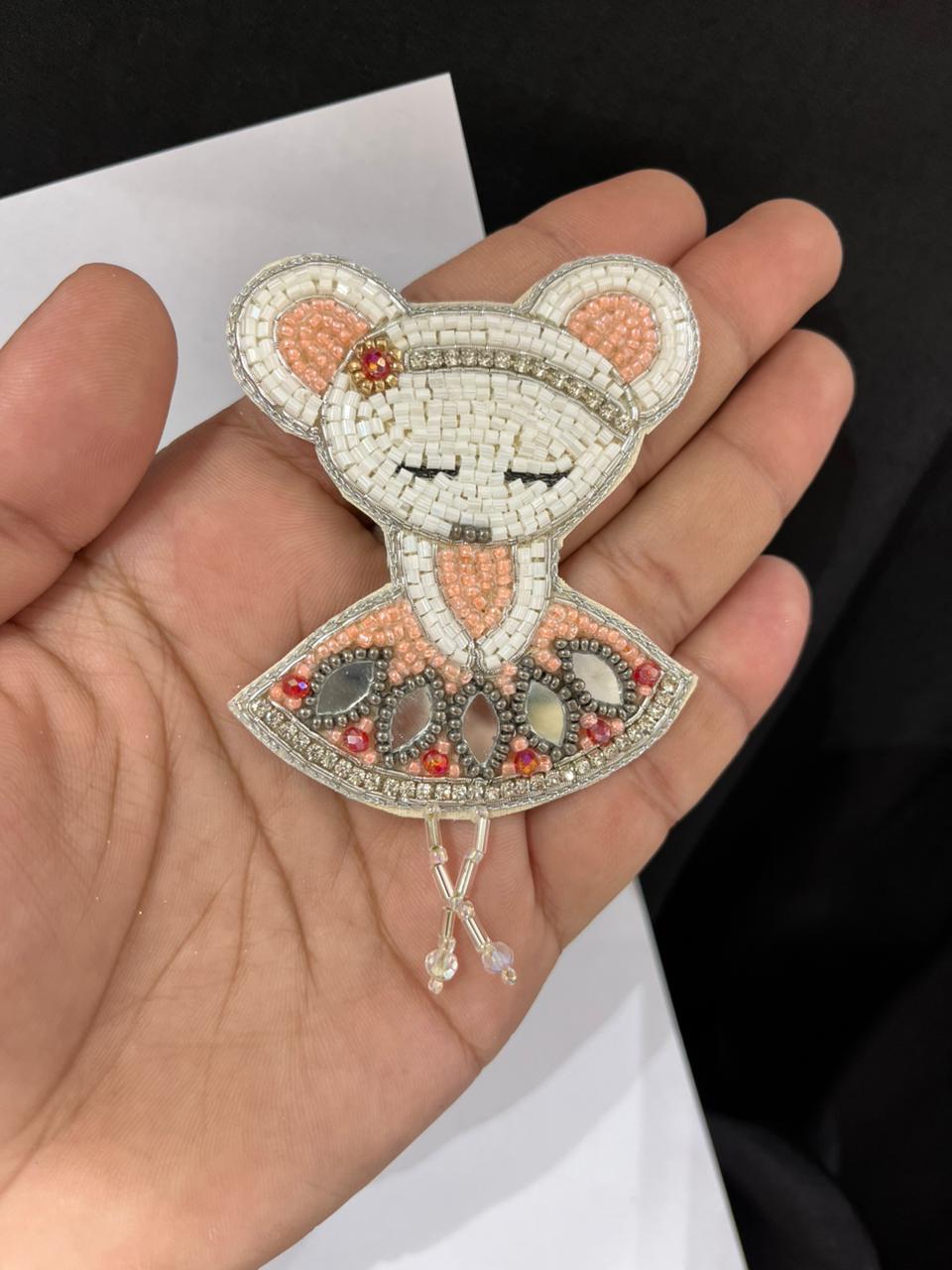 Beautiful Beaded Doll Patch – Handcrafted Bead & Thread Embroidered Motif for Sarees, Blouses, Bags, Jackets & DIY Craft Projects