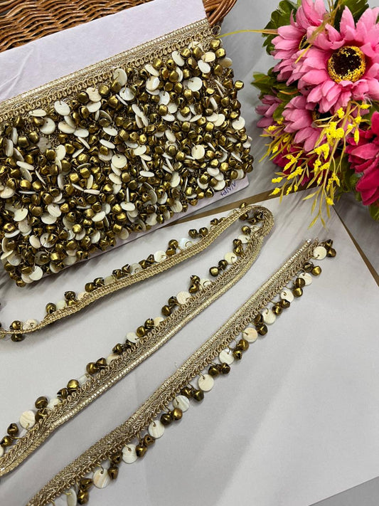 Designer Ghoonghroo Lace – Premium 1 Inch Latkan Style Decorative Border for Sarees, Dupattas & Ethnic Wear (9 Meter)