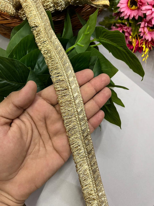 Fringe Lace for Dupattas | Zalar Lace | Zari Thread Lace – Premium 1 Inch Latkan Style Decorative Border for Ethnic & Festive Wear (9 Meter)