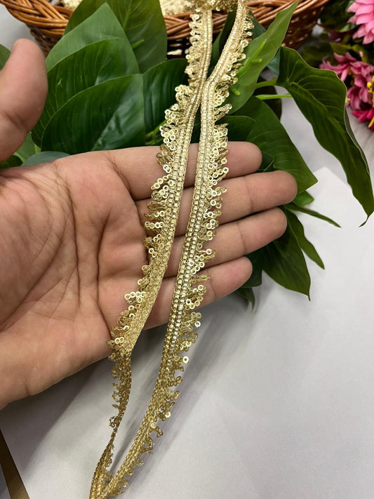 Fringe Lace for Dupattas | Zalar Lace | Zari Thread Lace – Premium Half Inch Latkan Style Decorative Border for Ethnic & Festive Wear (9 Meter)