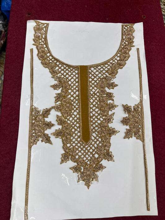 Handcrafted Zardosi Neck Patch – Elegant Designer Embellished Neck Applique for Blouses, Kurtis & Ethnic Wear