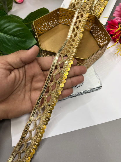 Luxurious Cutwork Handmade Border – Premium 1.5 Inch Handcrafted Decorative Lace for Sarees & Ethnic Wear (9 Meter)