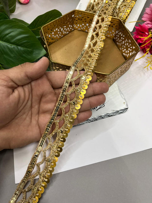 Luxurious Cutwork Handmade Border – Premium 1.5 Inch Handcrafted Decorative Lace for Sarees & Ethnic Wear (9 Meter)