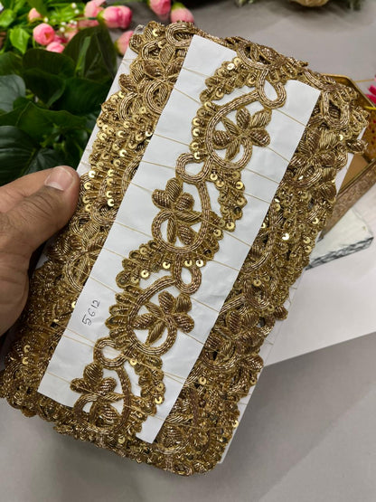 Handcrafted Cutwork Zardosi Borders – Premium 2 Inch Handmade Decorative Lace for Bridal & Ethnic Wear (9 Meter)