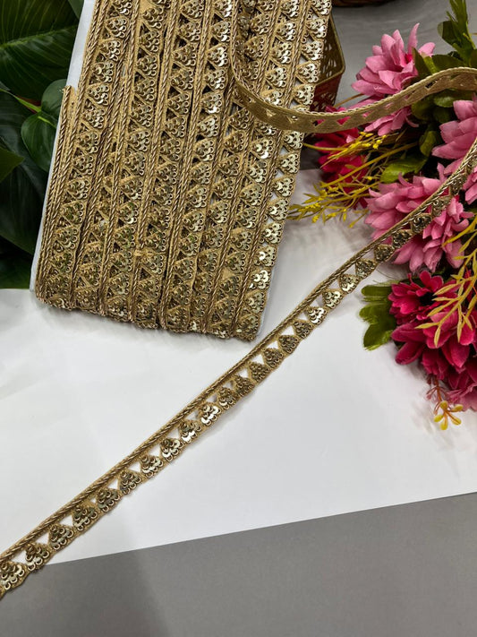 Handcrafted Zardozi Dabka Work Borders – Premium Half Inch Handmade Decorative Lace for Bridal & Ethnic Wear (9 Meter)
