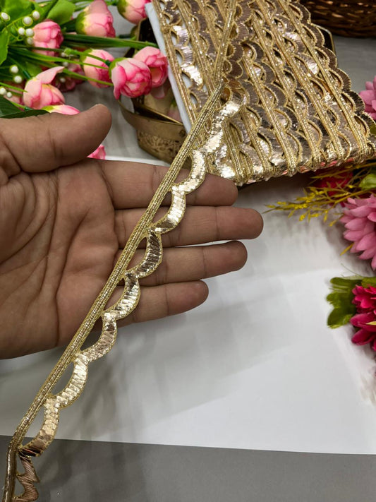 Exclusive Mukesh Work Laces & Borders (Gold) – Premium 1 Inch Handmade Decorative Lace for Ethnic & Festive Wear (9 Meter)