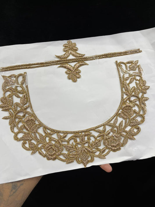 Handcrafted Dabka Work Neck Patches – Designer Ethnic Neck Patch for Kurti, Suits & Bridal Wear