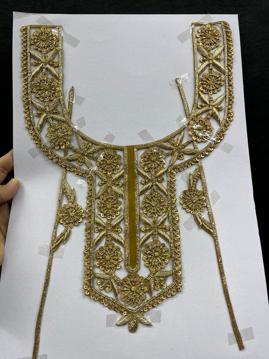 Designer Dabka Work Neck Patches – Premium Ethnic Neck Patch for Kurti, Suits & Bridal Wear