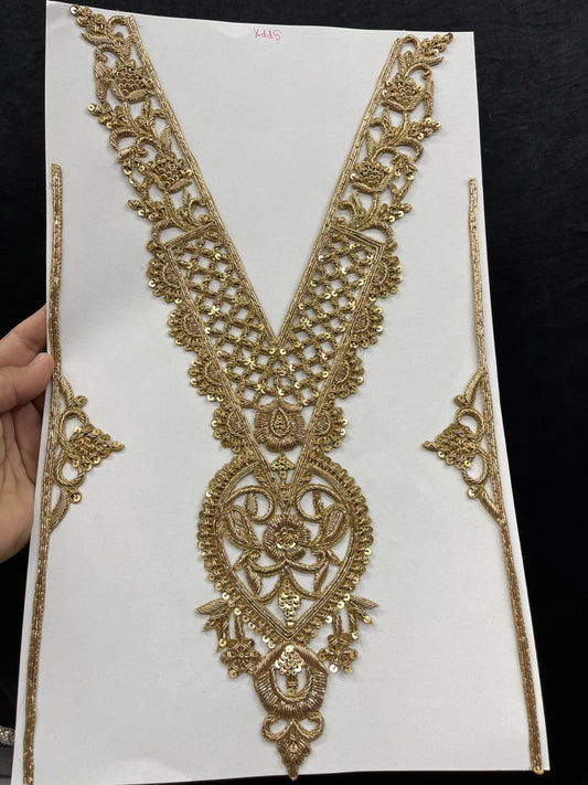 Designer Dabka Work Neck Patches – Premium Ethnic Neck Patch for Kurti, Suits & Bridal Wear