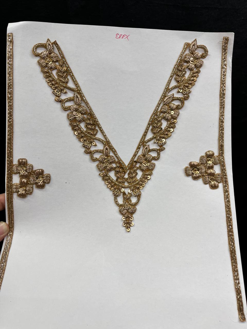 Designer Dabka Work Neck Patches – Premium Ethnic Neck Patch for Kurti, Suits & Bridal Wear