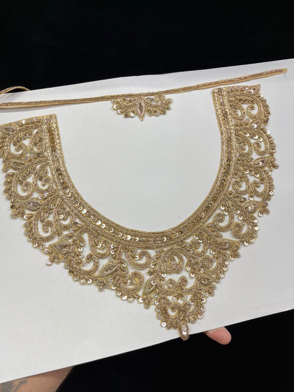 Designer Dabka Work Neck Patches – Premium Ethnic Neck Patch for Kurti, Suits & Bridal Wear