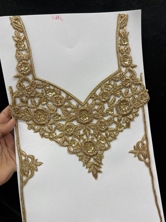 Designer Dabka Work Neck Patches – Premium Ethnic Neck Patch for Kurti, Suits & Bridal Wear
