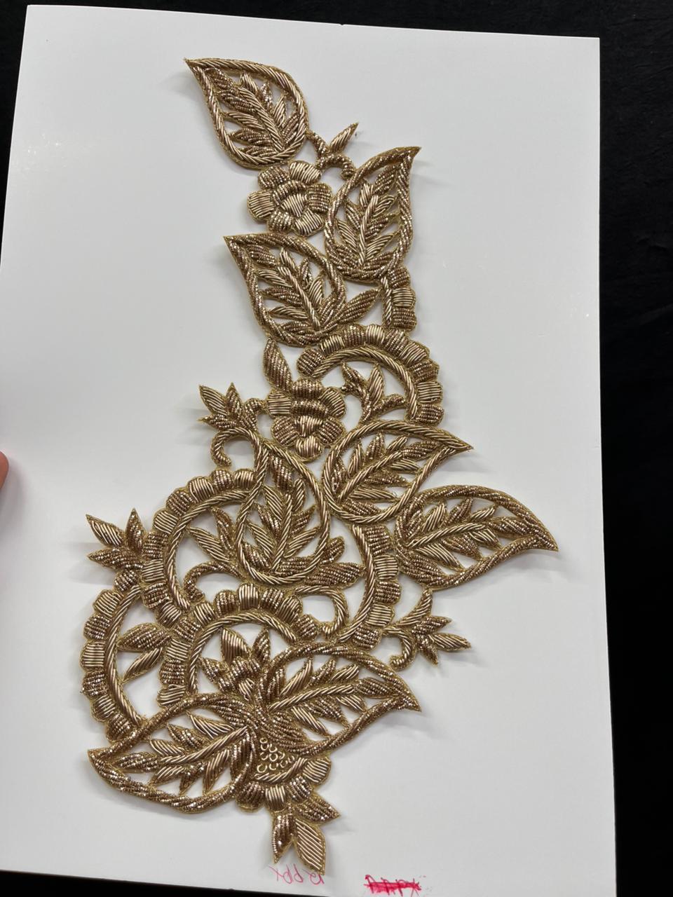 Designer Zardozi Dabka Patches for Lehenga (Golden) – Premium Ethnic Golden Patch Set for Bridal & Festive Wear