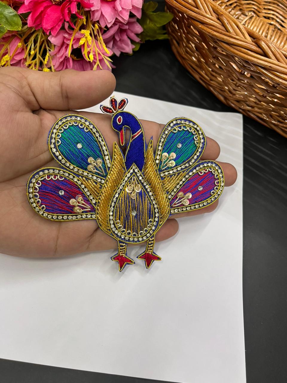 Handcrafted Peacock Patch – Premium Traditional Designer Embellishment