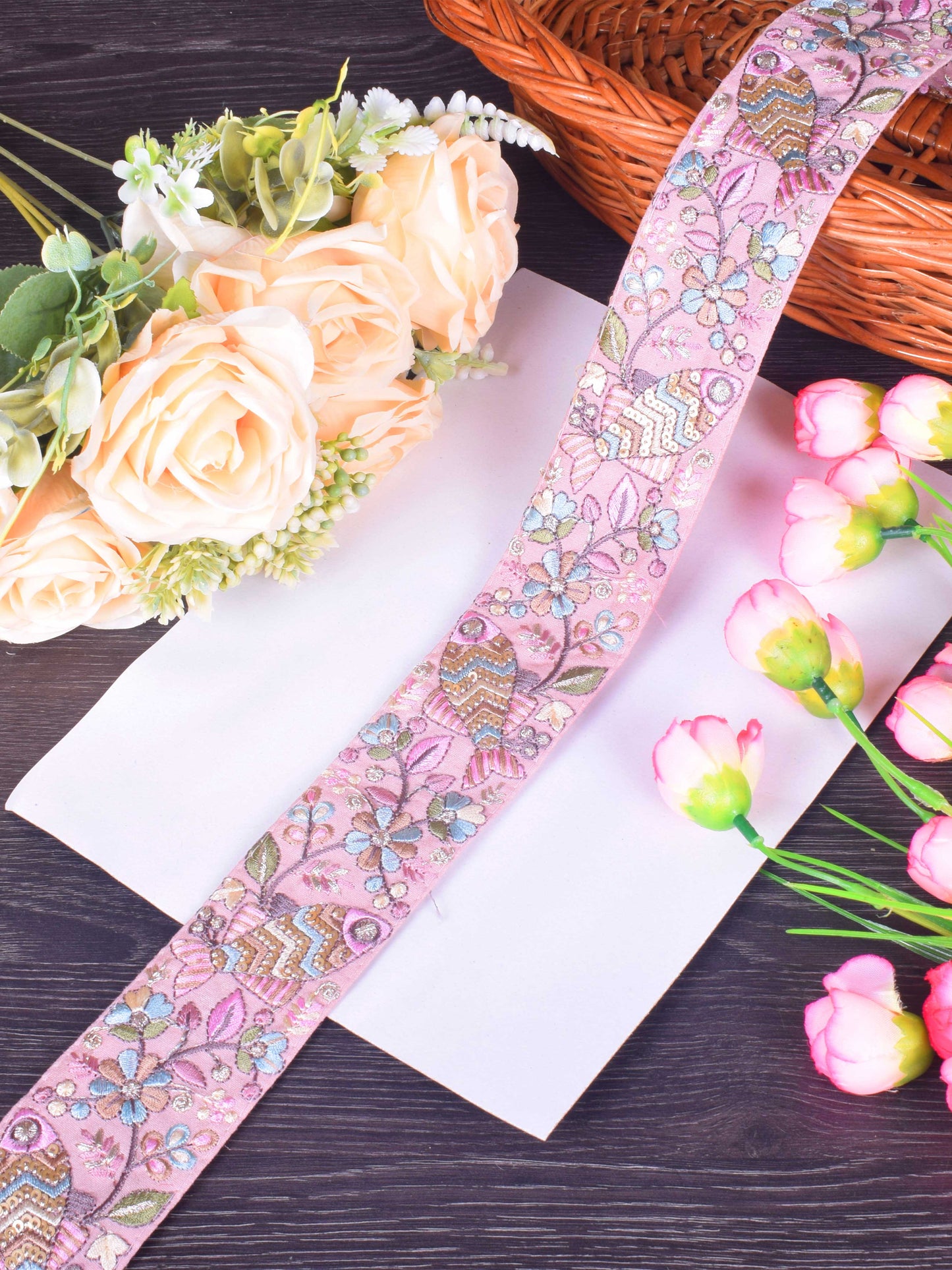 Pink Designer Sabhyasachi Lace – 9 Meter Roll