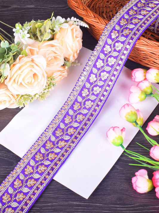 Lavender Mist Floral Embroidered Sabhyasachi Lace – 9 Meter Roll