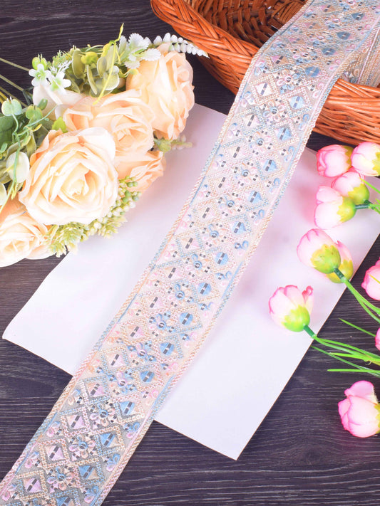 Frosted Lilac Floral Embroidered Sabhyasachi Lace – 9 Meter Roll