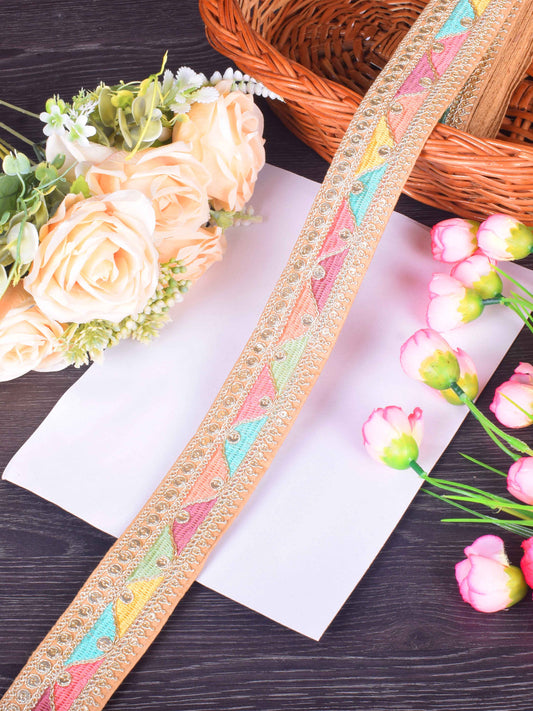 Refined Embroidered Sabhyasachi Lace in Warm Sienna Blush – 9 Meter Roll