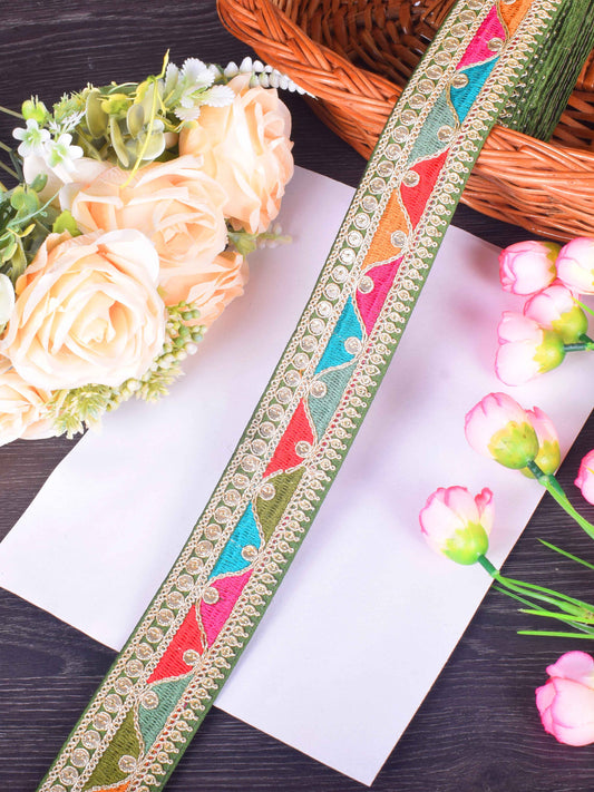 Chic Embroidered Sabhyasachi Lace in  Mist Green – 9 Meter Roll