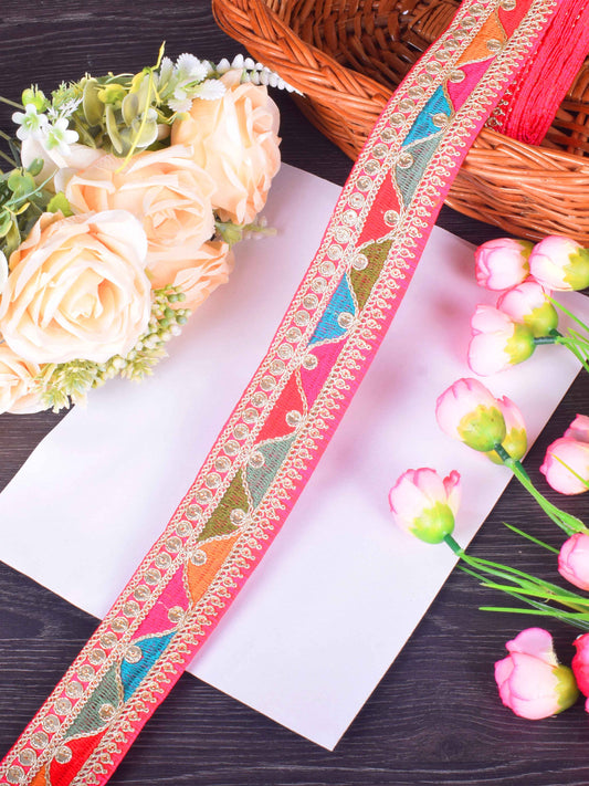 Graceful Embroidered Sabhyasachi Lace in Blushing Pink – 9 Meter Roll
