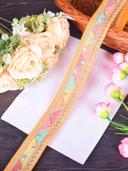 Radiant Embroidered Sabhyasachi Lace in Golden Marigold – 9 Meter Roll