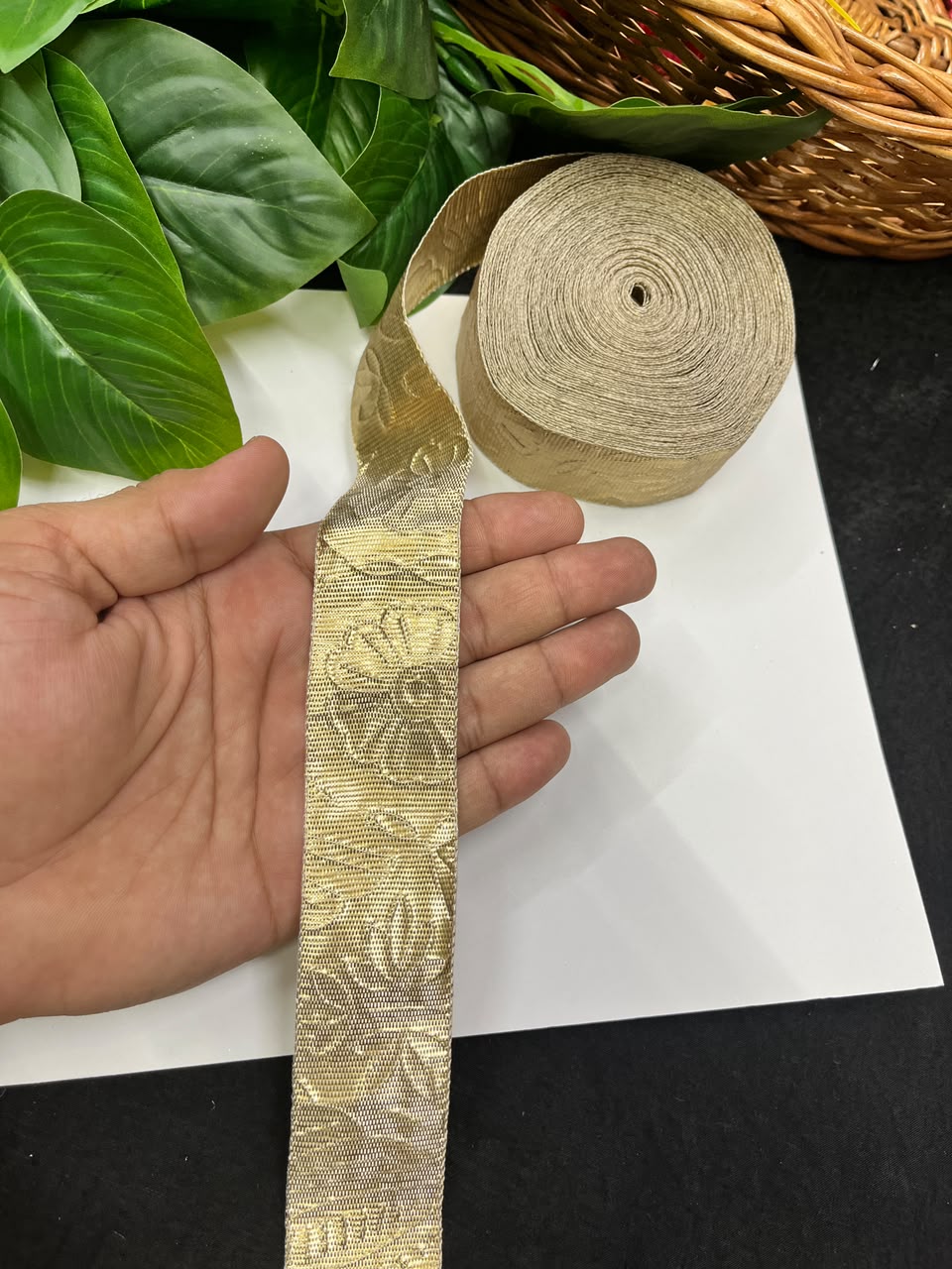 Artificial Plain Gota Lace for Skirts, Lehengas, Sarees & Dupattas – Decorative Gota Patti Lace Border (1.5 Inch) | DC1025 | Dal Gold
