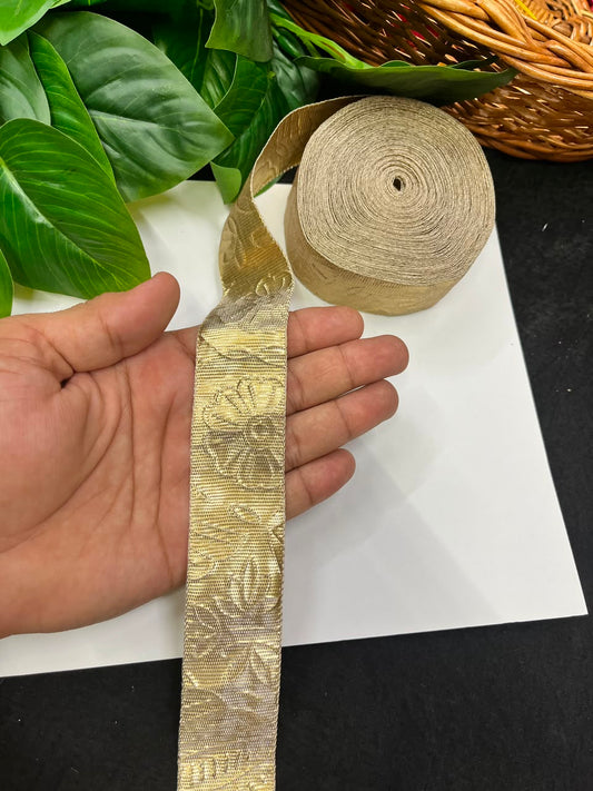 Artificial Plain Gota Lace for Skirts, Lehengas, Sarees & Dupattas – Decorative Gota Patti Lace Border (1.5 Inch) | DC1025 | Dal Gold
