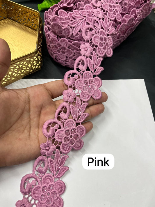 Beautiful Cotton GPO Lace Border – Imported Saree Laces & Designer Trims (9 Meter Roll) | Dark Pink