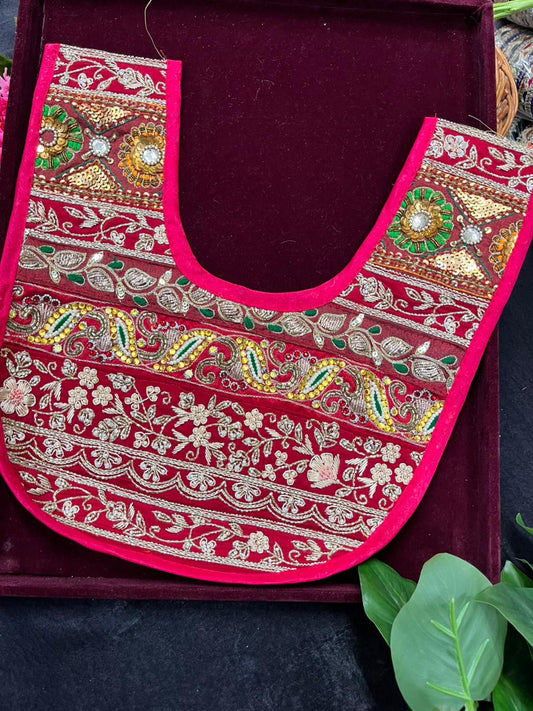 Multicoloured Handcrafted Neck Patch for Kurtis, Dresses & Blouses – Designer Embroidered Ethnic Neckline Patch | Multi 1