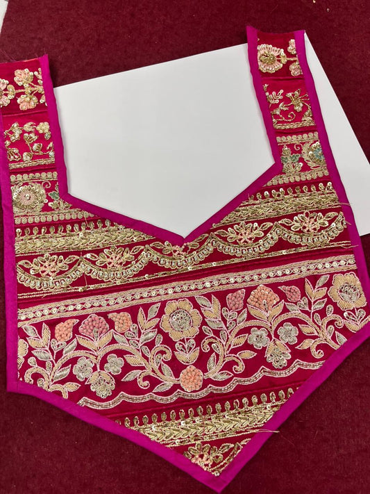 Beautiful Handcrafted Zardosi Work Neck Patch – Premium Designer Embellished Neck Applique for Blouses, Kurtis & Ethnic Wear | Design 16