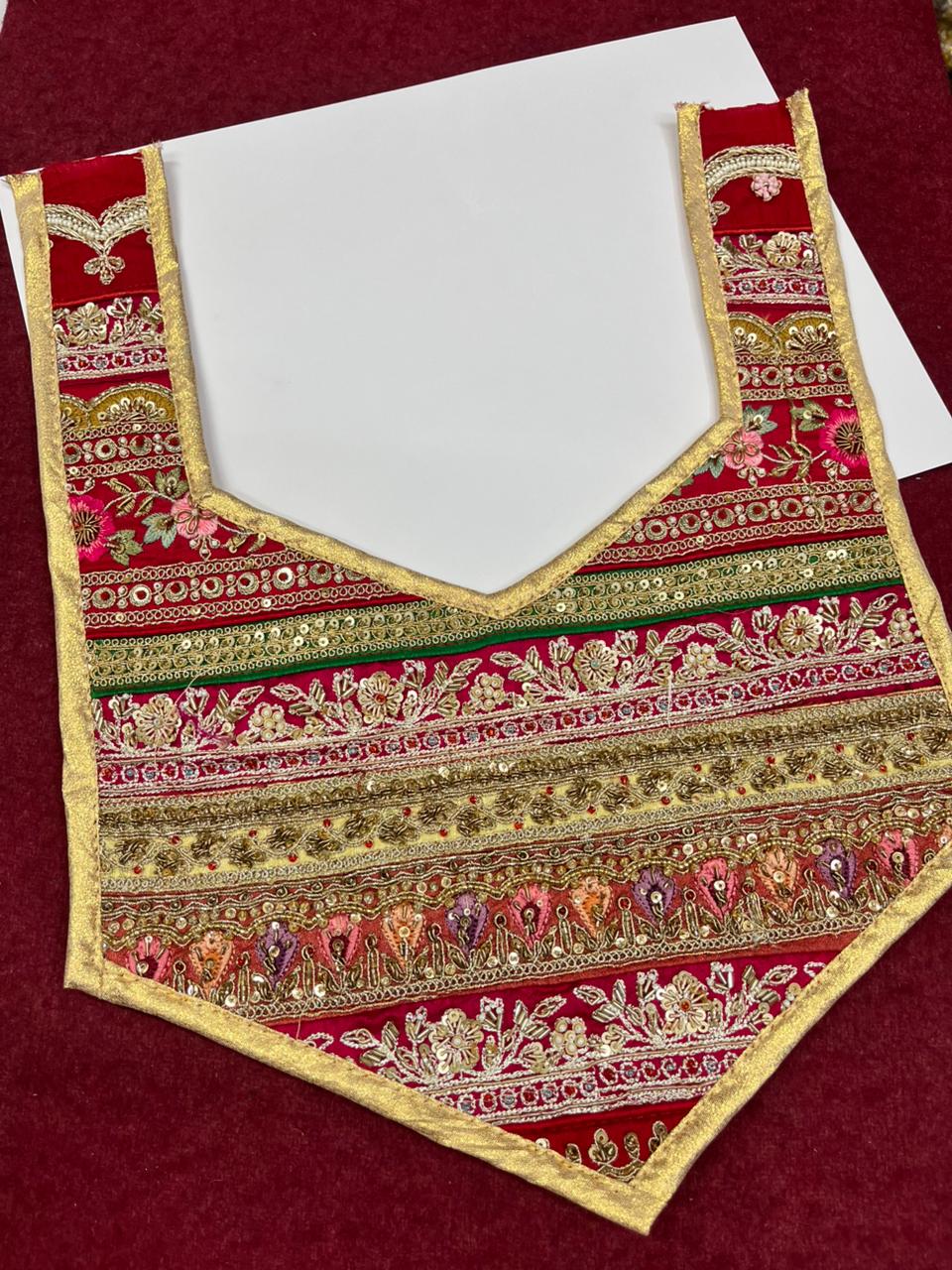 Beautiful Handcrafted Zardosi Work Neck Patch – Premium Designer Embellished Neck Applique for Blouses, Kurtis & Ethnic Wear | Design 17