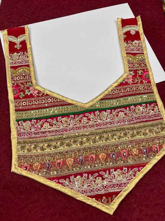 Beautiful Handcrafted Zardosi Work Neck Patch – Premium Designer Embellished Neck Applique for Blouses, Kurtis & Ethnic Wear | Design 17