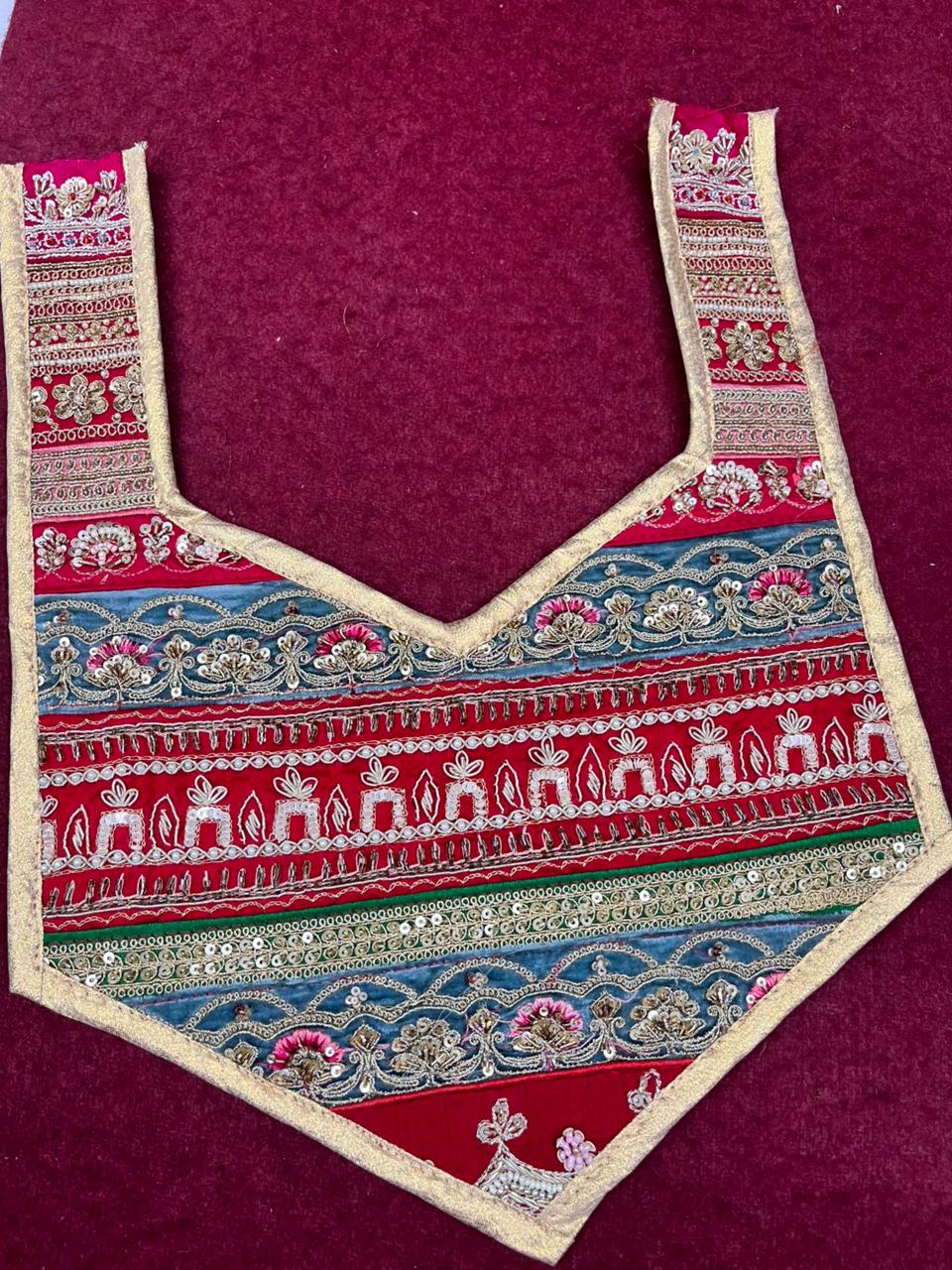 Beautiful Handcrafted Zardosi Work Neck Patch – Premium Designer Embellished Neck Applique for Blouses, Kurtis & Ethnic Wear | Design 18