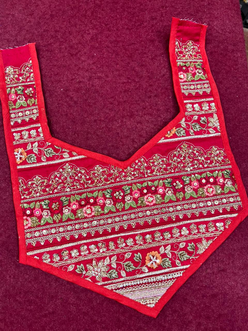 Beautiful Handcrafted Zardosi Work Neck Patch – Premium Designer Embellished Neck Applique for Blouses, Kurtis & Ethnic Wear | Design 19
