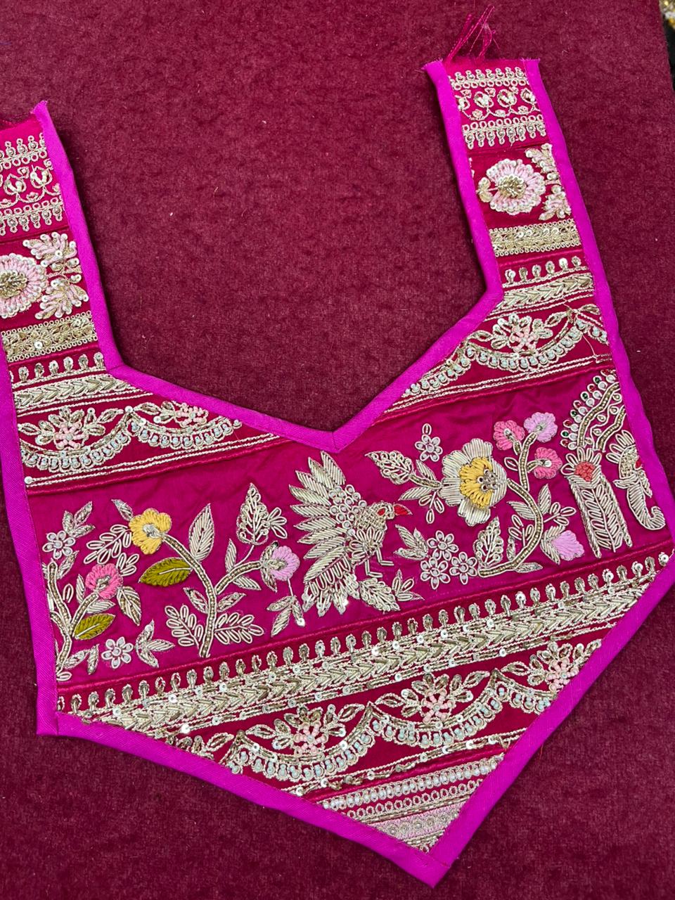 Beautiful Handcrafted Zardosi Work Neck Patch – Premium Designer Embellished Neck Applique for Blouses, Kurtis & Ethnic Wear | Design 20