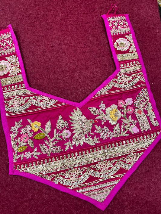 Beautiful Handcrafted Zardosi Work Neck Patch – Premium Designer Embellished Neck Applique for Blouses, Kurtis & Ethnic Wear | Design 20