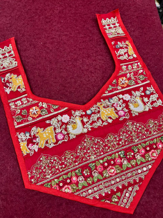 Beautiful Handcrafted Zardosi Work Neck Patch – Premium Designer Embellished Neck Applique for Blouses, Kurtis & Ethnic Wear | Design 22
