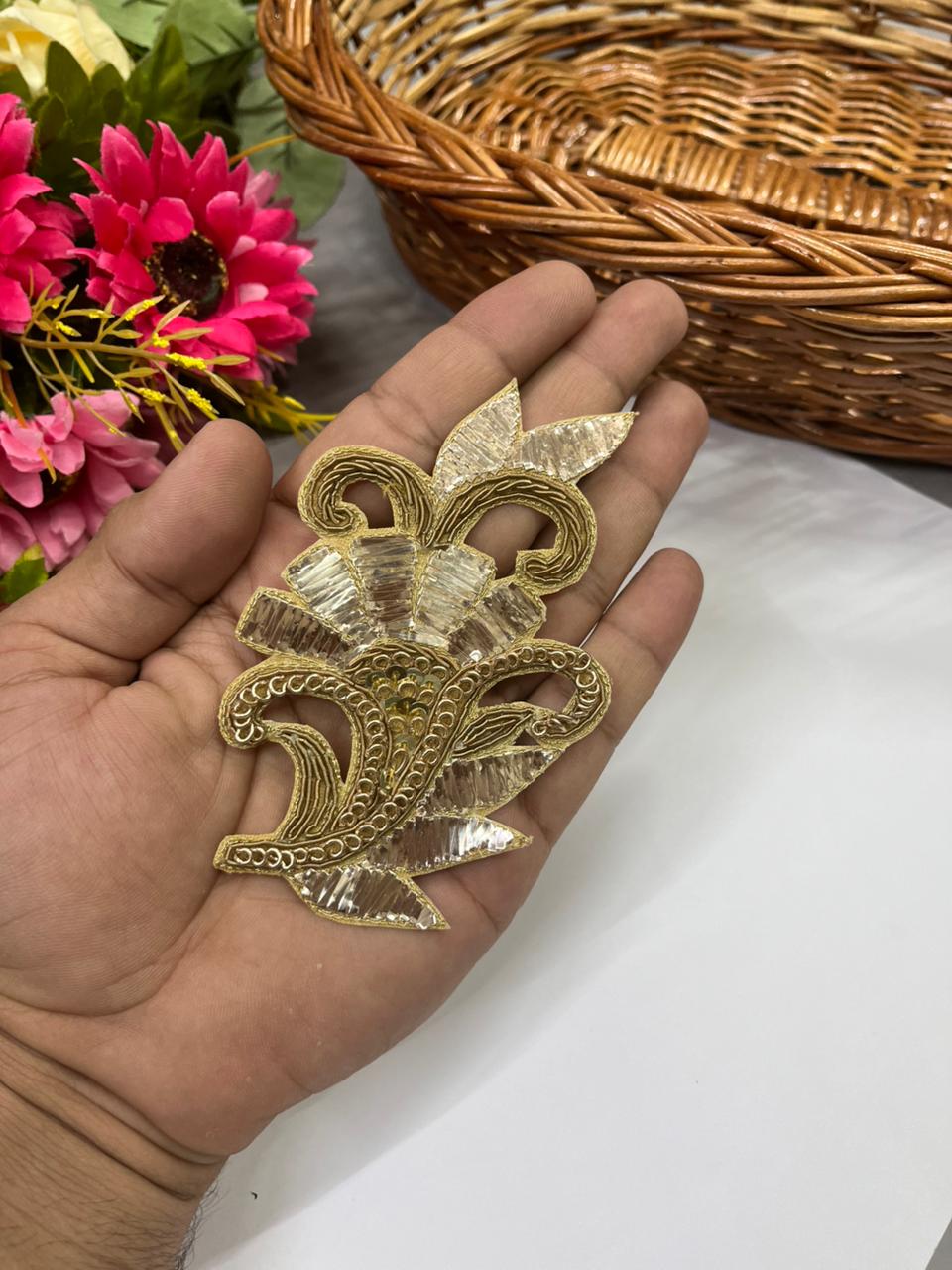 Beautiful Handmade Mukesh Work Patches – Premium Designer Embellished Appliques for Ethnic & Festive Wear | Design 2