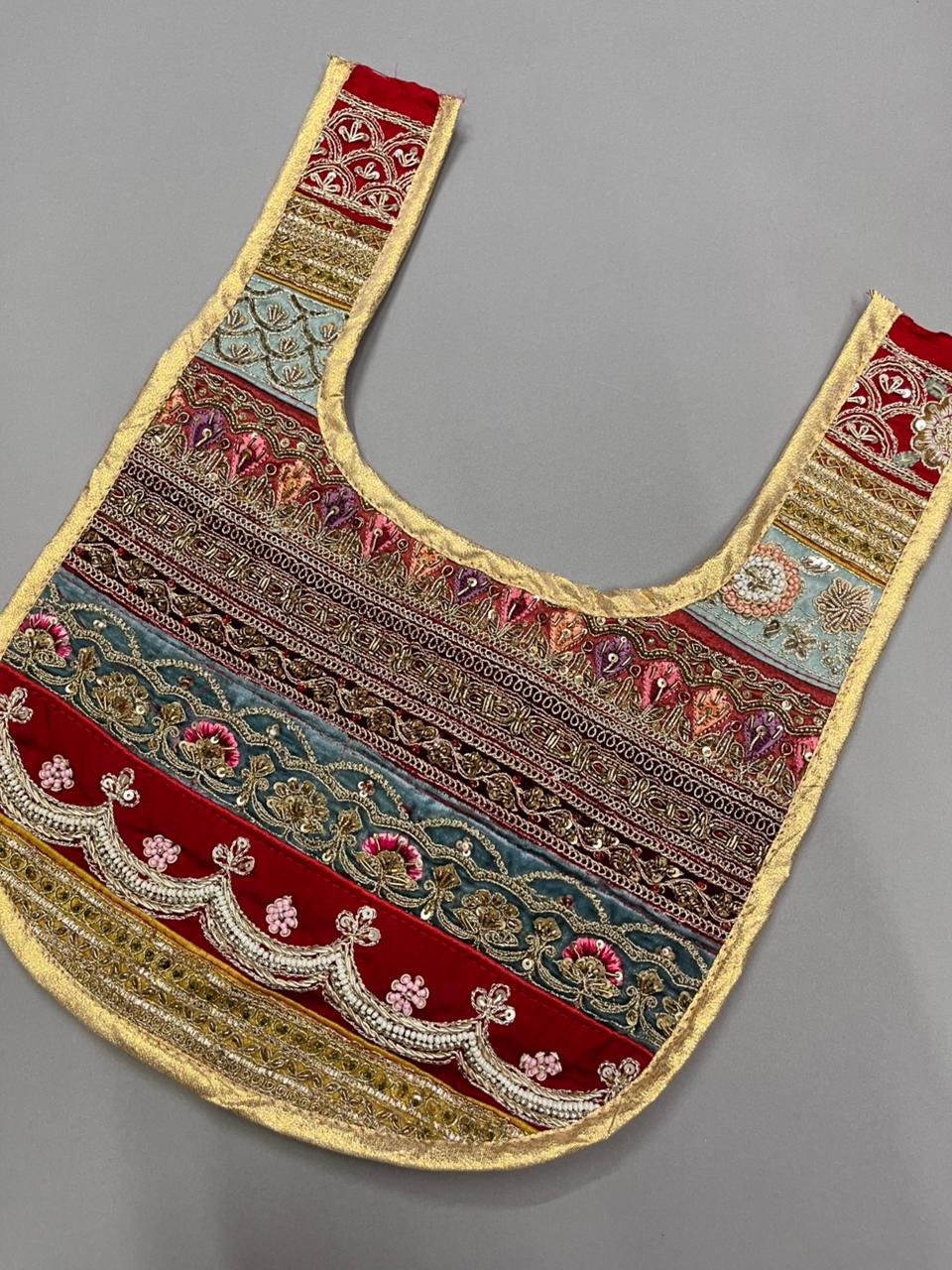 Beautiful Handcrafted Zardosi Work Neck Patch – Premium Designer Embellished Neck Applique for Blouses, Kurtis & Ethnic Wear | Design 30